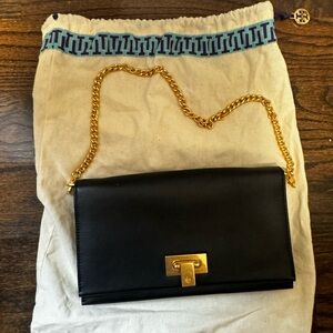 Tory Burch Carmen Black Leather Small Purse